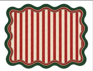 Individual troquelado rectangular en tela Navidad Rayas Rojo/Verde