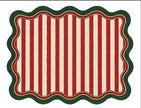 Individual troquelado rectangular en tela Navidad Rayas Rojo/Verde