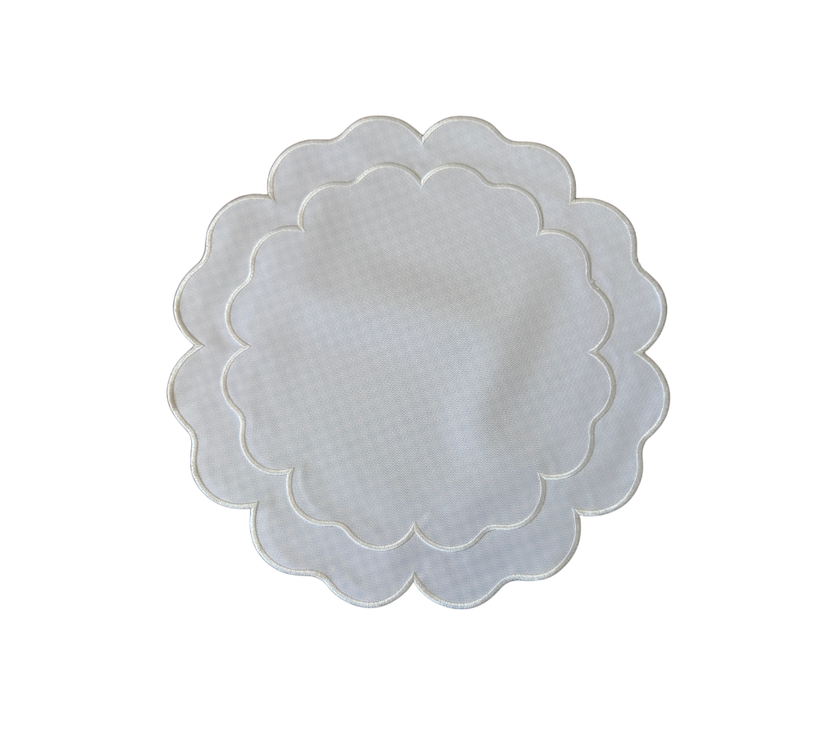 Individual reversible redondo en lona Cuadros Azul/Blanco