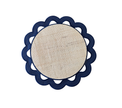 Individual reversible redondo en en lona y rafia Huecos AzulM/Beige