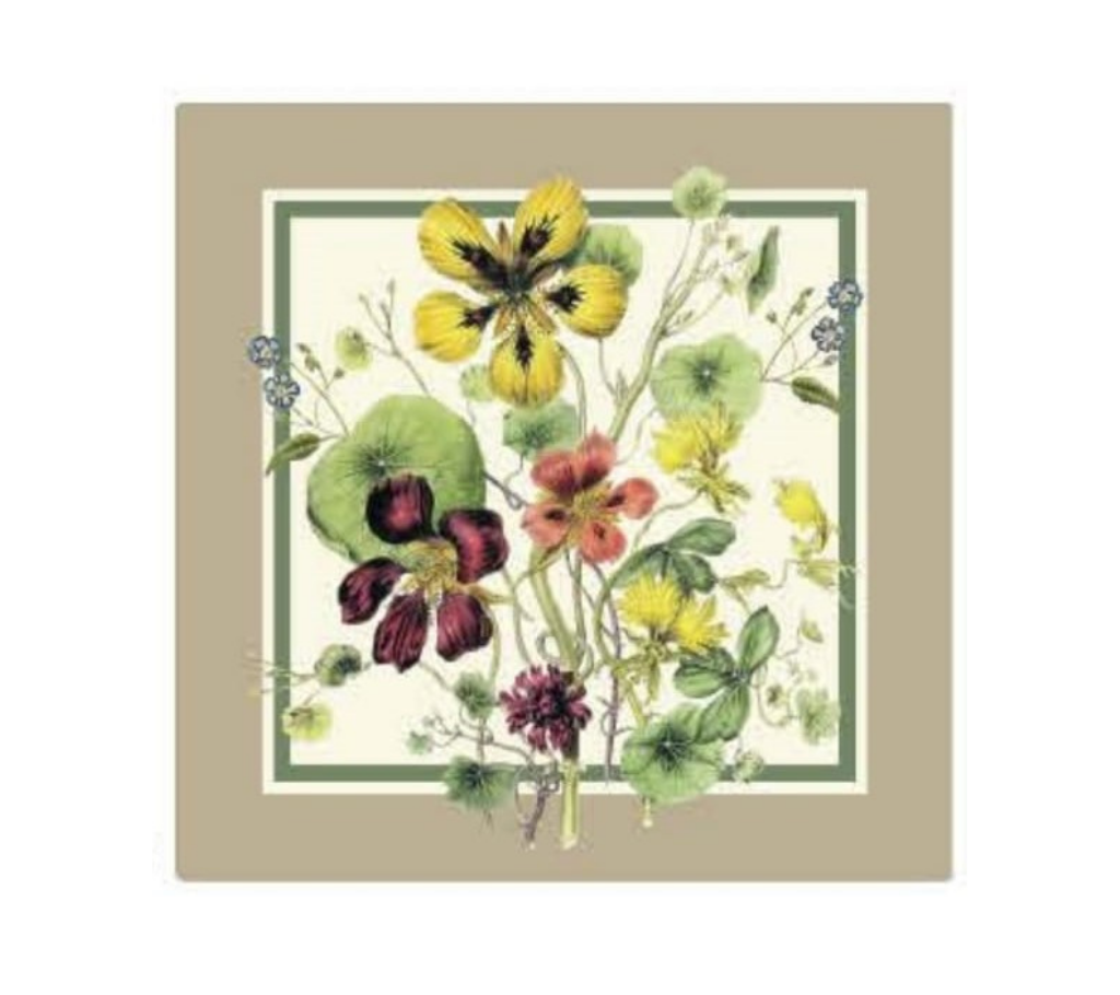 Servilleta de tela Jardin Franja Beige/Verde