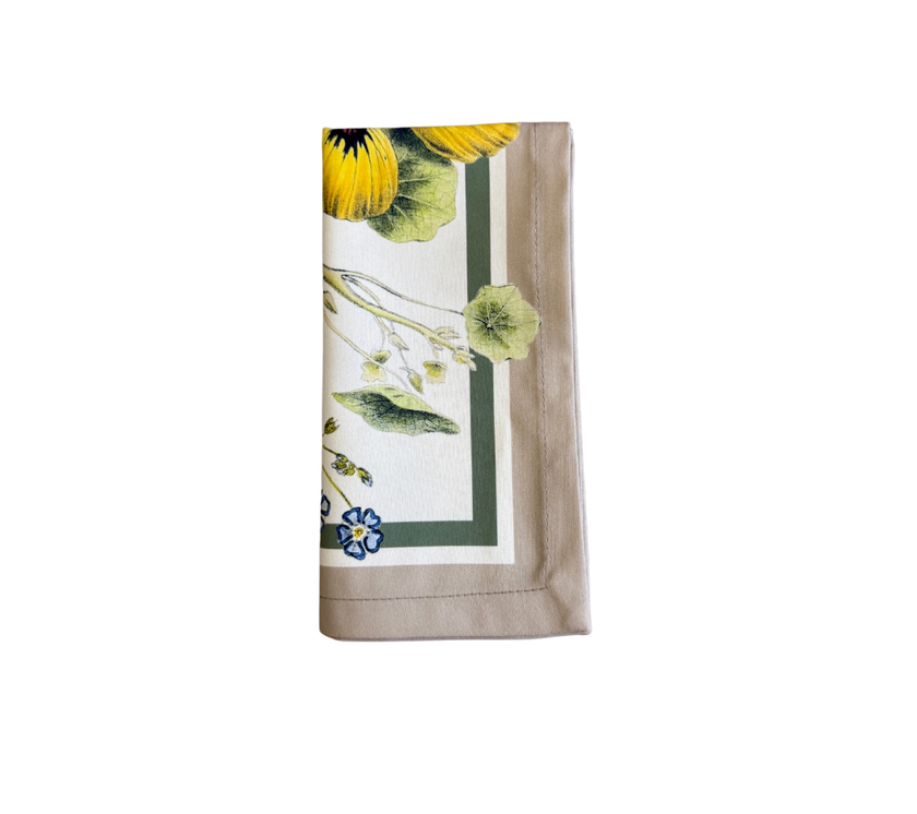 Servilleta de tela Jardin Franja Beige/Verde