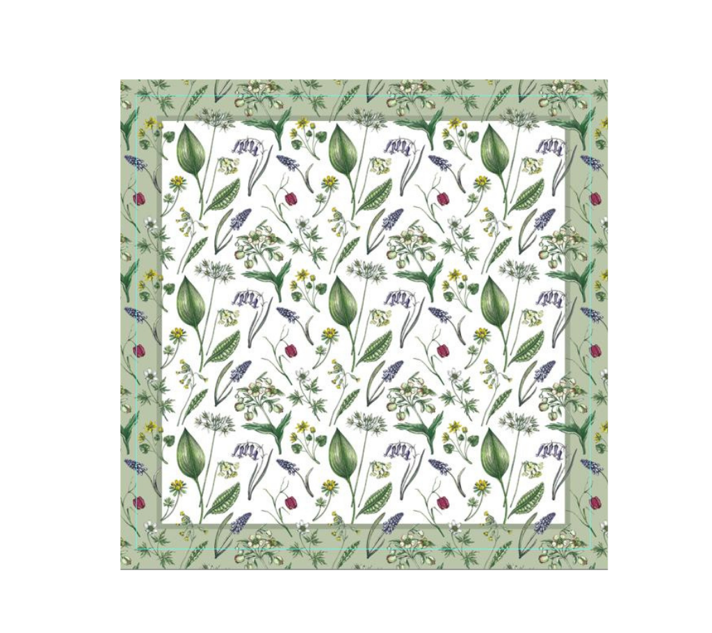 Servilleta de tela Hojas Borde Verde