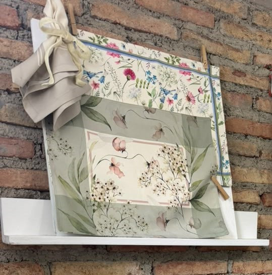 Individual reversible rectangular en tela Flores/EnredaderaBorde