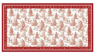 Mantel rectangular 8P en tela Navidad Pinos/Venados Vino