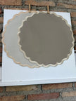 Individual reversible redondo en lona borde ondeado Beige/Marfil