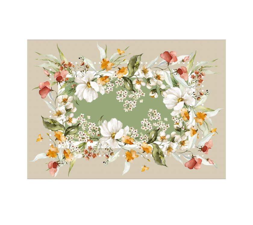 Block de Individuales de papel Flores Beige