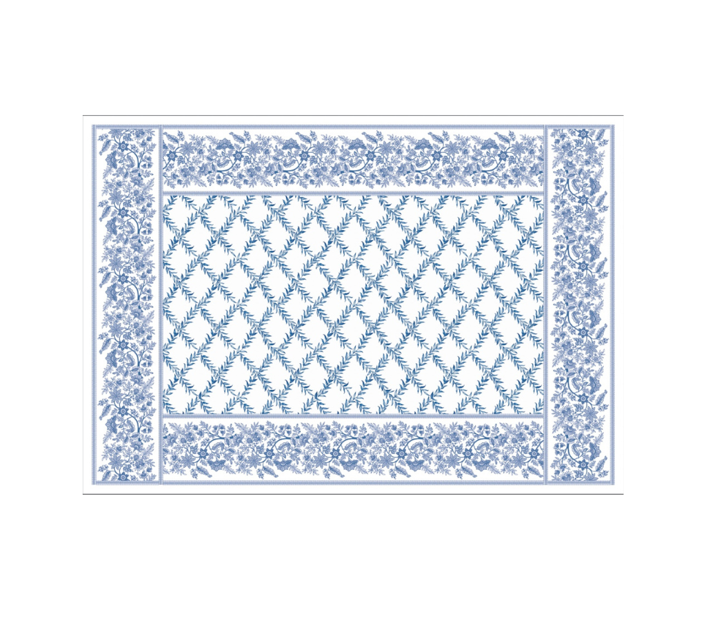 Block de Individuales de papel Borde Flores OW/Azul