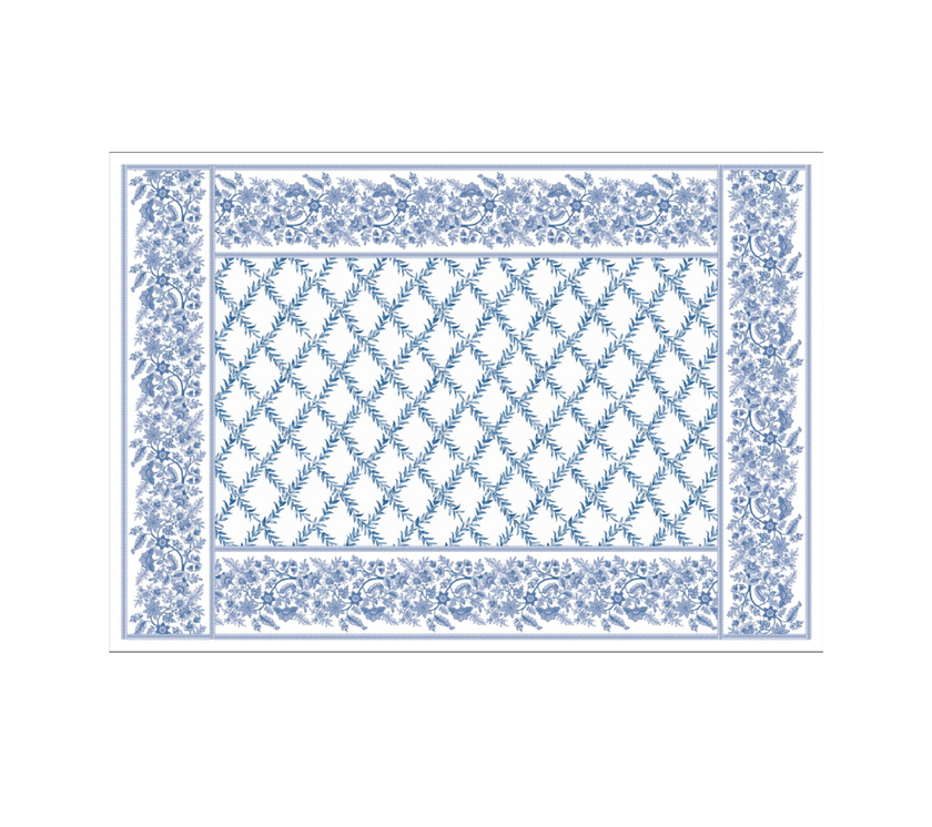 Block de Individuales de papel Borde Flores OW/Azul